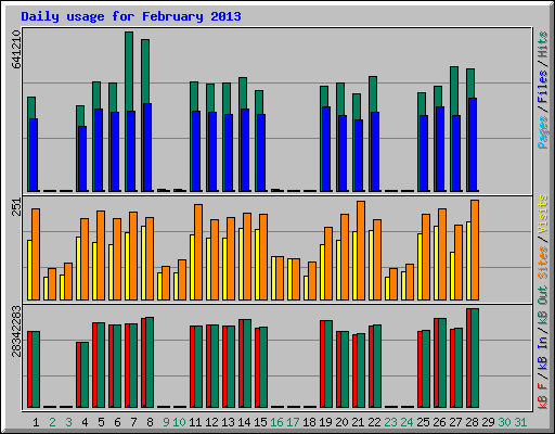Daily usage for February 2013