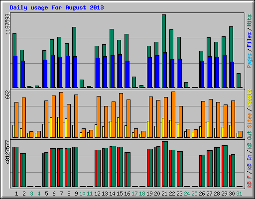 Daily usage for August 2013