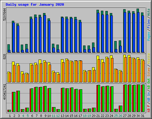 Daily usage for January 2020