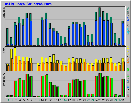 Daily usage for March 2025