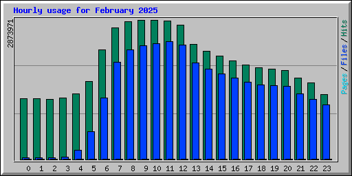 Hourly usage for February 2025