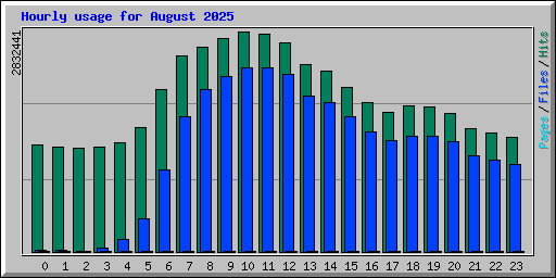 Hourly usage for August 2025