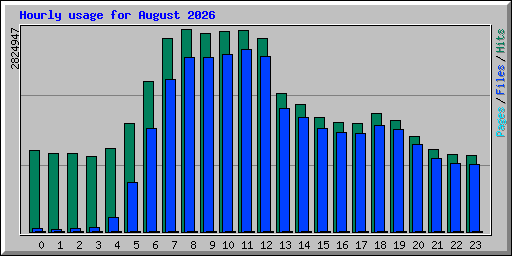 Hourly usage for August 2026